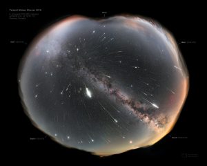 Maximum meteorického roje Perseidy nad Parkem tmavej oblohy Poloniny. Foto: Petr Horálek.