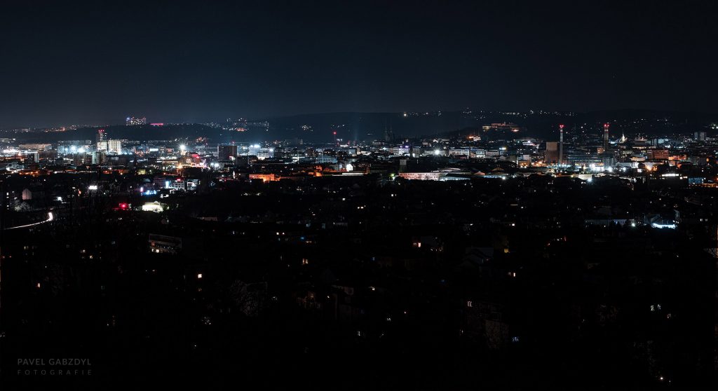 Brno při vypnutém městském osvětlení. Foto: Pavel Gabzdyl, HaP Brno.