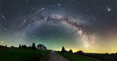 Meteorický roj Perseidy vrcholí v noci 12./13. srpna. Podmínky budou ideální. Maximum meteorického roje Perseidy v roce 2016 z Parku tmavé oblohy Veľká Fatra na Slovensku. Foto: Petr Horálek.