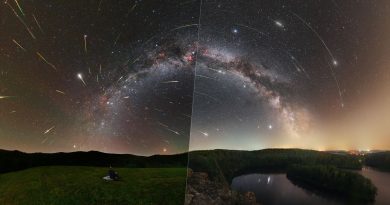 Prestížny Astronomický snímok dňa 9. augusta má slovensko-českých autorov Astronomická snímka dňa NASA z 9. augusta 2021 s názvom Perseus a stratené meteory. Foto: Tomáš Slovinský a Petr Horálek.
