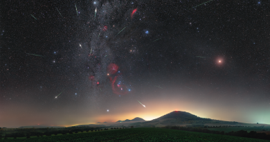 Maximum meteorického roje Orionid v říjnu 2020 nad prešovskými sopkami na východě Slovenska. Foto: Petr Horálek.