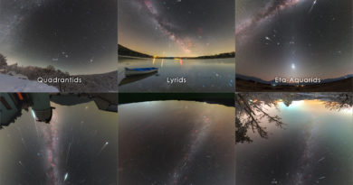 Jedinečná fotografická sbírka meteorických rojů vznikala 8 let Kolekce všech 6 nejaktivnějších každoročních meteorických rojů. Foto: Petr Horálek/FÚ v Opavě.