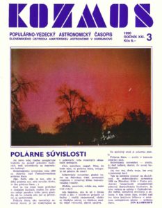 Polární záře 17. listopadu 1989 na obálce časopisu Kosmos z roku 1990. Autor: Josef Vnuček - Kosmos.