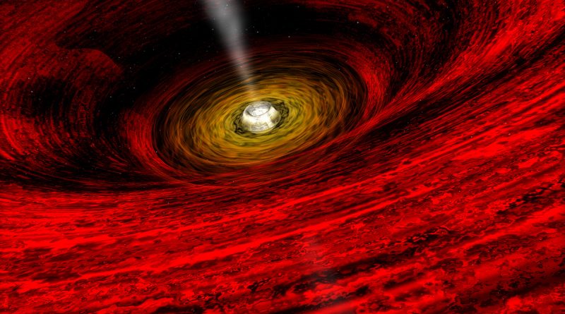Umělecká představa černé díry v binárním systému J1655-40. Zdroj: NASA/CXC/A.Hobart.