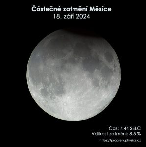 Simulační snímek maximální fáze částečného zatmění Měsíce 18. září 2024. Zdroj: Petr Horálek/Fyzikální ústav v Opavě.