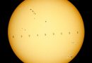 Mezinárodní kosmická stanice ISS před Sluncem 14. června 2024 z Hranic na Vysočině. Foto: Petr Horálek, FÚ SLU v Opavě.