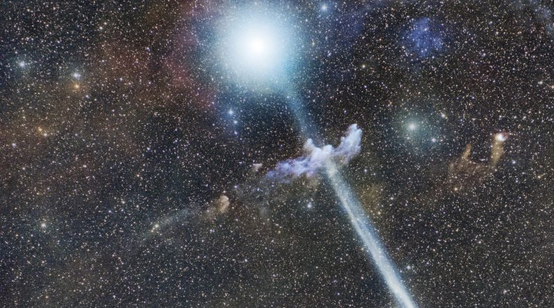 Snímek „Kometa R3 PanSTARRS před Rigelem“. Foto: Martin Mašek/FZÚ AV ČR, Jakub Kuřák/KaL ČAS.